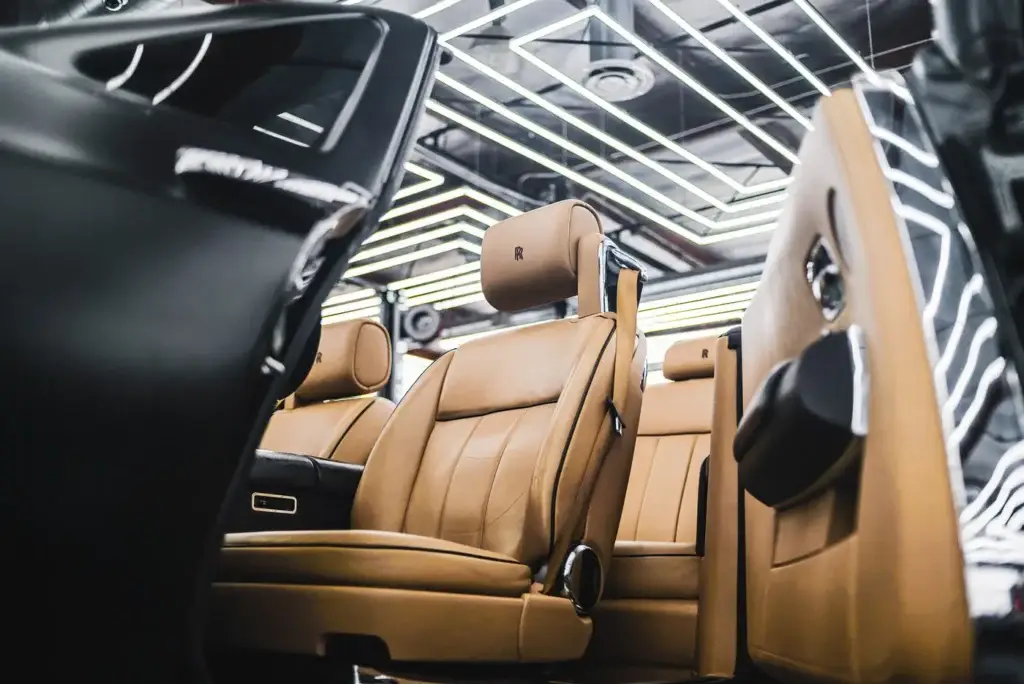 Leather interior of a luxury saloon